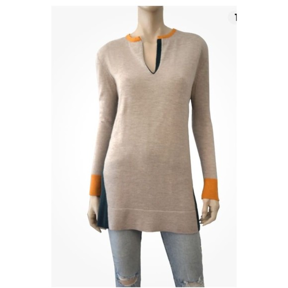 The Row Sweaters - NWT THE ROW Fine Knit Cashmere/Silk Blend Colorblock Tunic Sweater SZ M